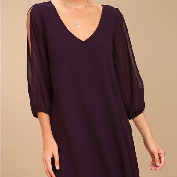 𝅺LULUS Shifting Dears Plum Purple Long Sleeve Dress - Picture 2 of 7